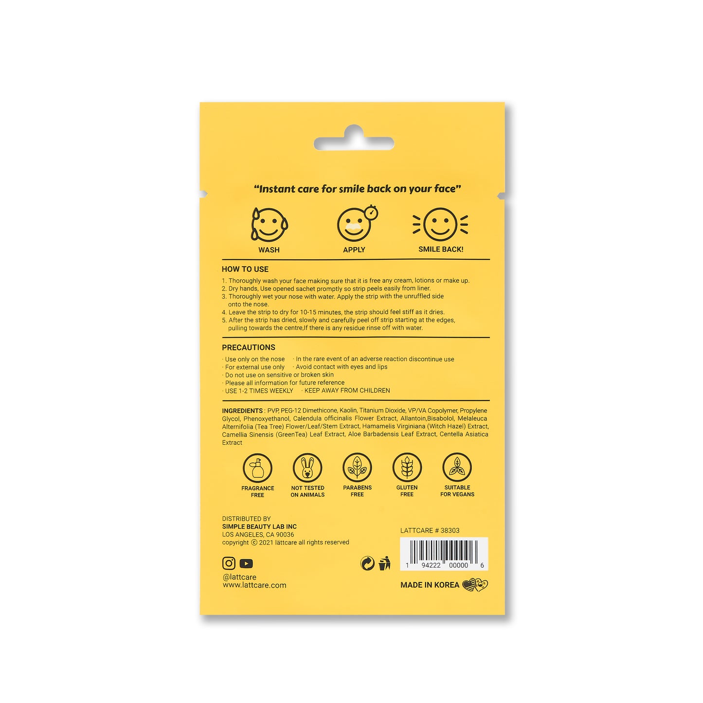 lattcare calendula nose pore strips 6 Ct